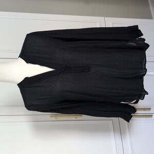 Black Women's Long-Sleeve Split-Neck Top